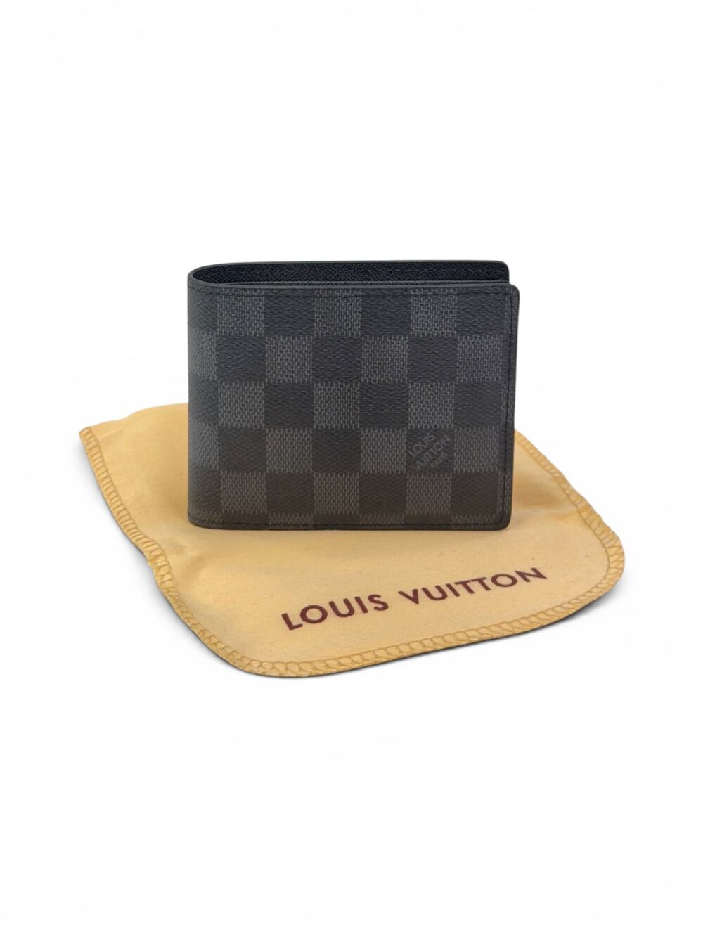 Louis Vuitton Multiple Wallet Damier Graphite Black Bifold Wallet w Box Dust Bag